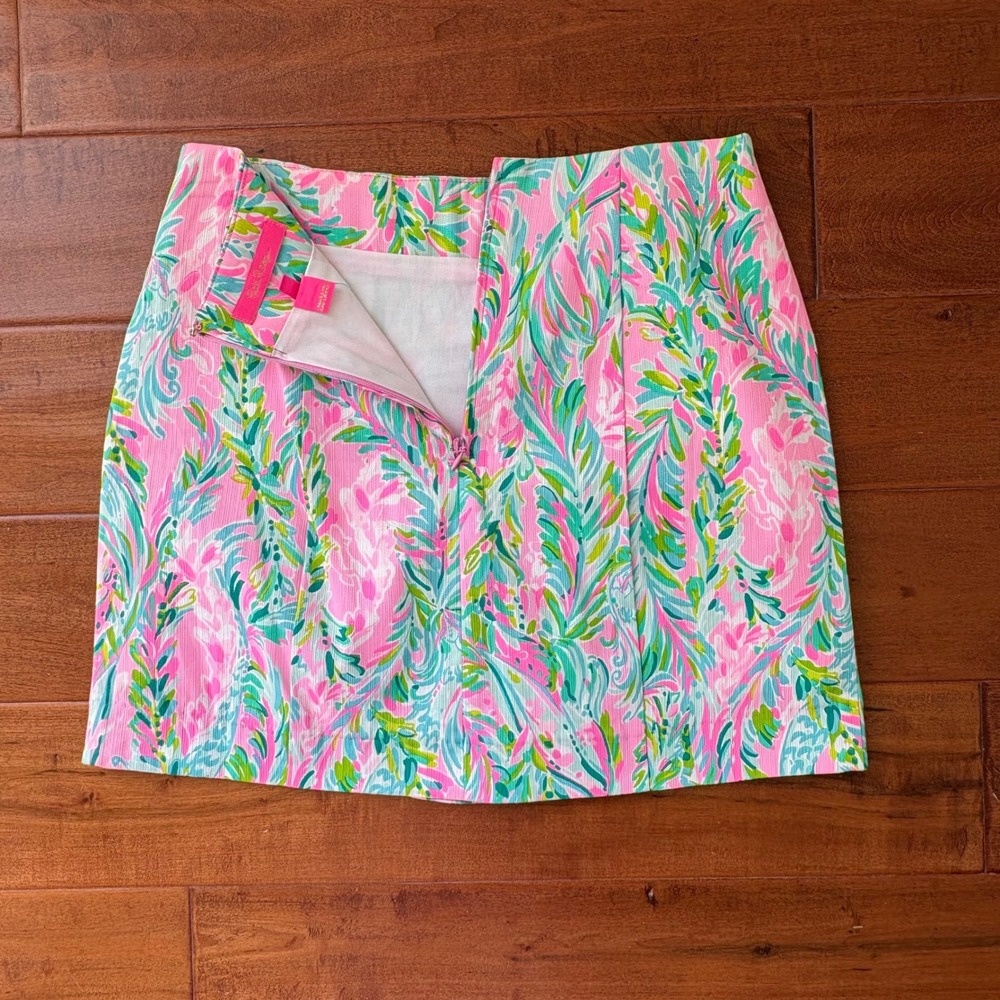 Lilly Pulitzer Becki Floral Print Skort 00 Pink Green 005